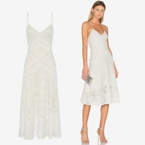 Lover the Label | Rapture White Lace Midi Dress Sz 8 Bridal LWD Occasion Floral - Picture 1 of 16